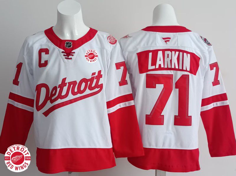Men Detroit Red Wings #71 Larkin White 2025 Fanatics Home Premium NHL Jersey style 2->detroit red wings->NHL Jersey